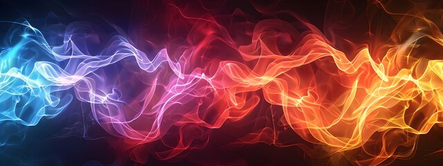 Poster - vibrant frequency mixing interacting waves of colorful energy and light