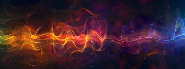 Poster - Vibrant Phase Noise with Dynamic Colorful Waves and Futuristic Digital Art Patterns