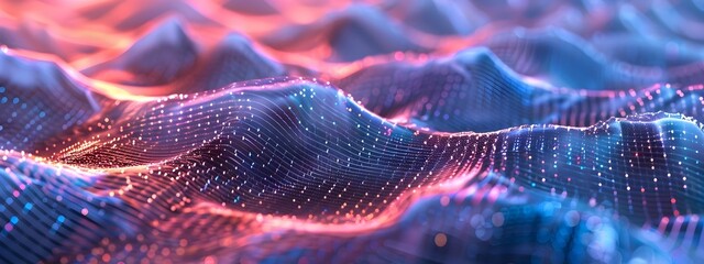 Poster - frequency drift vibrant waves of energy and data in abstract digital realm