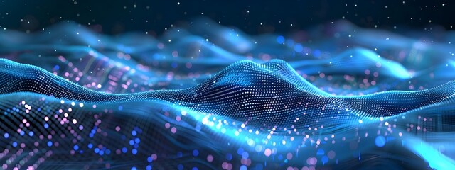 Poster - Carrier Wave Futuristic Digital Waves and Modulation Patterns in 3D Rendering