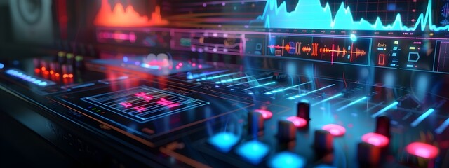 Poster - Vibrant Frequency Generator Digital Music Production Control Interface