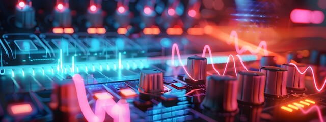 Poster - Futuristic Frequency Generator Visually Captivating Digital Sound Device