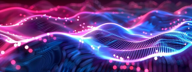 Poster - Vibrant Depicting the Dynamic Movement of Frequency Hopping in a Futuristic and Technological