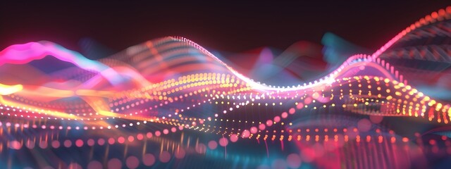 Poster - Abstract Digital Wave Patterns Representing Frequency Bandwidth