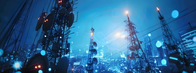 Poster - Futuristic Cityscape at Night with Vibrant Lights and Reflections on Water