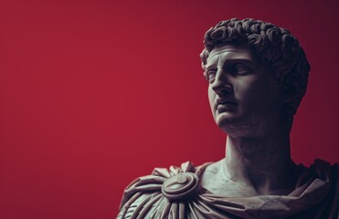 Sticker - Dramatic ancient statue against red background