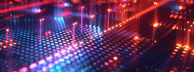 Poster - Vibrant of a Frequency Filter with Luminous Neon Waves and Patterns