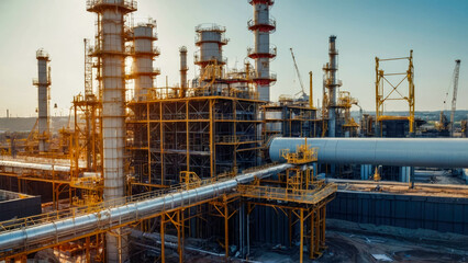 Wall Mural - Oil and gas refinery. Oil and gas industry. Refinery and petrochemical plant