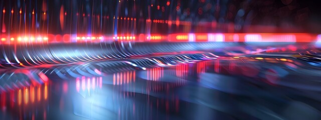 Poster - vibrant 3d rendering of a band pass filter allowing specific frequency ranges