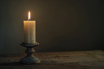 Poster - Flickering flame on a vintage candle holder