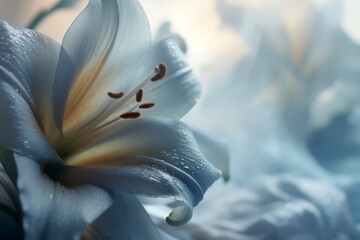 Poster - close-up of a delicate lily flower