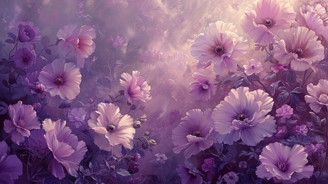 floral painting in lilac tones.capturing the essence of the beauty of spring