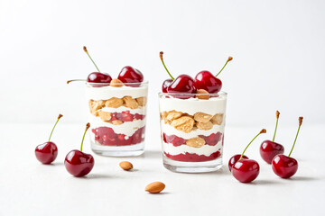 Canvas Print - Cherry and Almond Dessert Parfaits