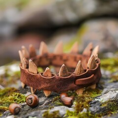 Sticker - Autumn forest floor with natural acorn crown