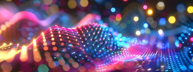 Poster - Captivating Frequency Distribution Channeling Vibrant Digital Waves