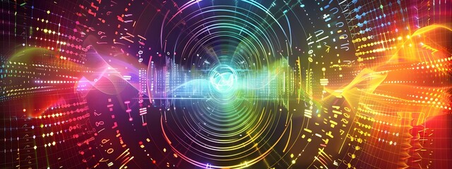 Poster - Frequency A Mesmerizing Visualization of Dynamic Data Convergence in a Vibrant Technological