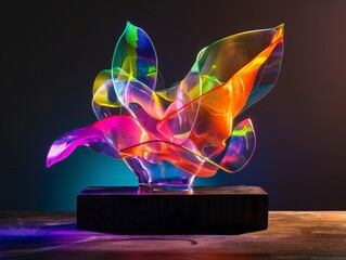 Canvas Print - Vibrant abstract sculpture with colorful glass-like shapes