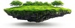 © Henry - fantasy floating island with natural one tree on the rock, surreal float landscape with green grass. 3d illustration with cut of the ground and the grass landscape. The trees on the island. eco design