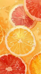 Wall Mural - Close-up of sliced ​​oranges textured background