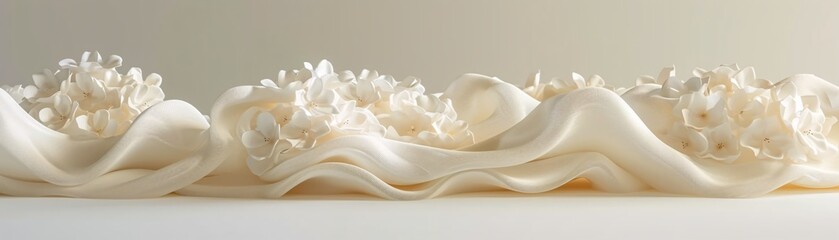 Wall Mural - abstract floral shadows on a soft cloth texture with subtle folds, ideal for background and text