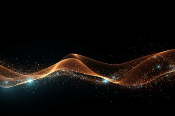 Wall Mural - Elegant and modern abstract glowing wave background with sparkling particles, dark orange energy flow, and an ethereal, futuristic design for digital wallpaper, backdrops, and more