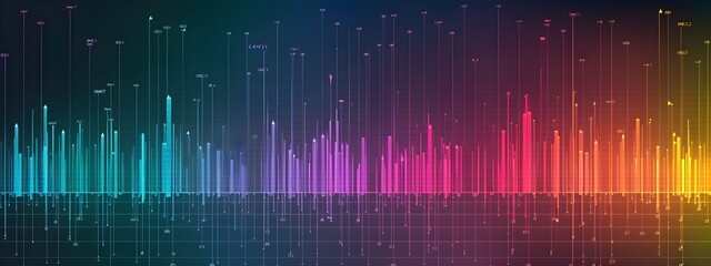 Poster - vibrant frequency spectrum visualization colorful electromagnetic energy waves and pulses