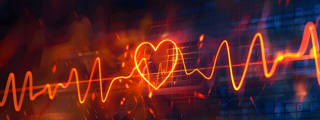 Poster - Vibrant of a Heart Rate Monitor Displaying Frequency of Heartbeats