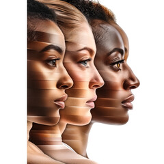 Wall Mural - Skin tone spectrum, a diverse range of skin tones from different ethnicities