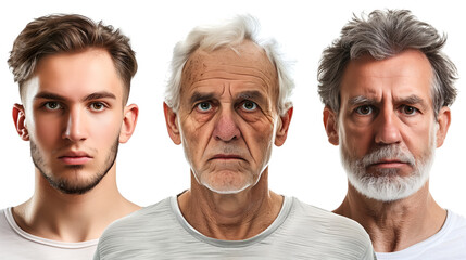 Poster - Age progression, male, on white background