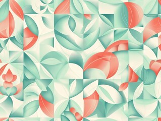 Sticker - Repeating leaf pattern for wallpapers and fabrics