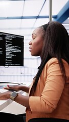 Poster - African American Coder Using Computer At Desk