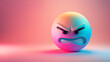 © Ram - Angry face emoticon with vibrant neon lighting in blue and pink tones representing digital emotions and modern communication in social media and online interactions expressing anger and frustration