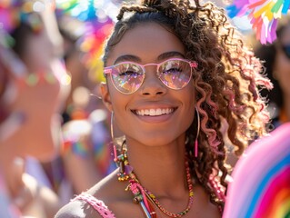 Poster - A powerful image capturing the essence of Belonging, Inclusion, Diversity, and Equity within an LGBTQ+ community. The scene showcases people from different backgrounds sharing a joyful moment at a