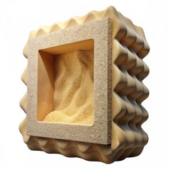 3D Render of a Sand Picture Frame, on isolated white background, Generative AI