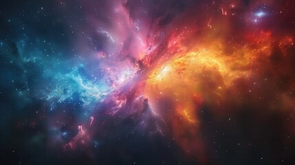 fantastic multicolored outer space with stars, constellations, galaxies, planets and nebulae