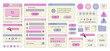 © Lapalovee - Big set of retro vaporwave desktop browser and dialog window templates. 80s 90s old computer user interface elements and vintage aesthetic icons. Nostalgic retro operating system. Vector illustration.