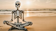 © Lukas Juszczak - skeleton sitting on the beach basking in the sun