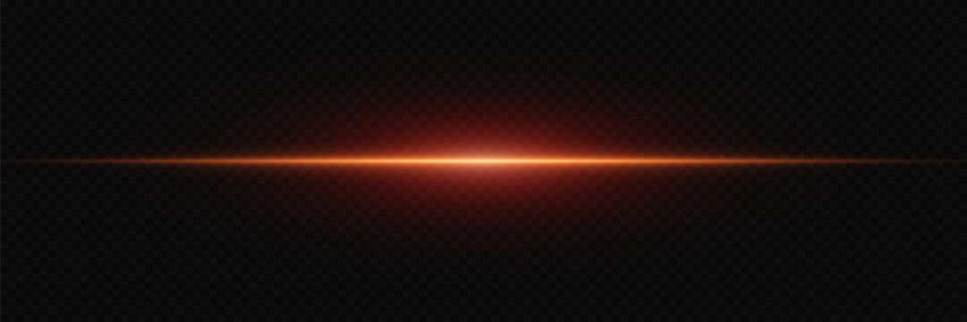 Red light effect. Line with a glare of light. On a transparent background.