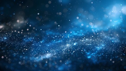 Poster - Abstract blue glowing particles background with a bokeh effect
