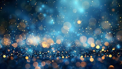 Poster - Abstract blue glowing particles background with a bokeh effect
