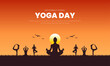 © SachinGusain - International Yoga Day Banner and Greeting Card Design. Modern and Elegant Yoga Day Creative with Yoga Body Postures Vector Illustration