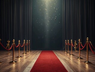 Wall Mural - A scene with a red carpet and stars on it. Generated by AI