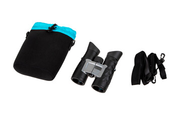 Wall Mural - Modern binoculars. An optical instrument for observation at long distances. Isolate on a white back.