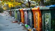 © DARIKA - A series of recycling bins overflowing with single-use plastics, highlighting the need for waste reduction and recycling initiatives.