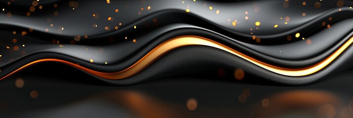 Wall Mural - A black and gold fabric with a wave pattern