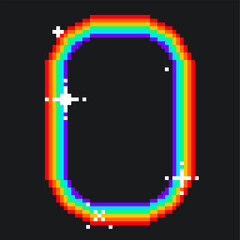 Poster - Pride Rainbow Pixel Art Frame with Blinking Sparkle on Black Background