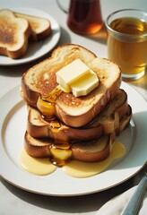 Wall Mural - french toast bread with butter oil