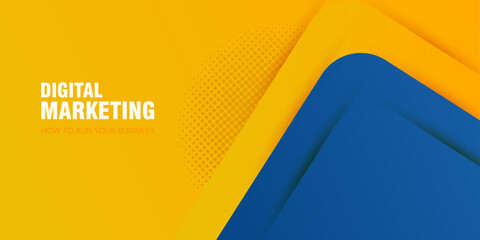 Wall Mural - A bold blue geometric shapes, adding a striking contrast to the yellow. Blue and yellow Banner concepts vector design for a vibrant and modern vector design