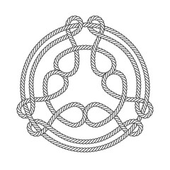 Vector mandala composed of intertwined ropes. Isolated on white background