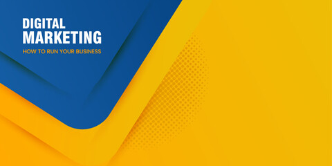 Wall Mural - Blue and yellow Banner concepts vector design for a vibrant and modern vector design, ideal for promotional banners. and background is predominantly yellow